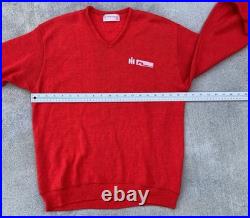 Vintage International Harvester Red V Neck Tractor Sweater Creslan Rayon XL