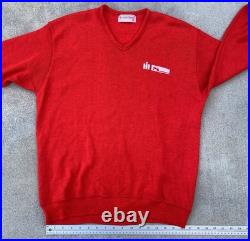Vintage International Harvester Red V Neck Tractor Sweater Creslan Rayon XL