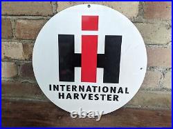 Vintage International Harvester Tractor Farm Porcelain White Sign 12