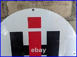 Vintage International Harvester Tractor Farm Porcelain White Sign 12