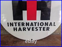 Vintage International Harvester Tractor Farm Porcelain White Sign 12