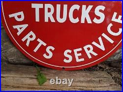 Vintage International Harvester Truck Tractor Farm Porcelain White Sign 12