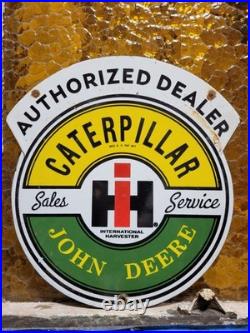 Vintage John Deere Porcelain Sign Caterpillar International Harvester Tractor