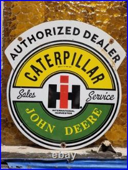 Vintage John Deere Porcelain Sign Caterpillar International Harvester Tractor