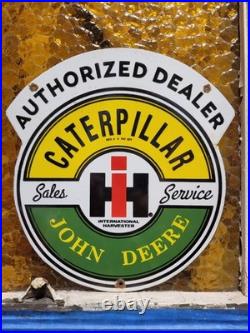 Vintage John Deere Porcelain Sign Caterpillar International Harvester Tractor Vintage John Deere Porcelain Sign Caterpillar International Harvester Tractor