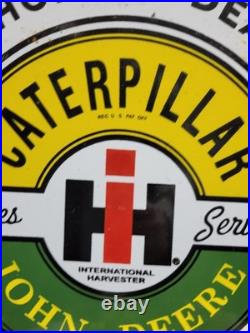 Vintage John Deere Porcelain Sign Caterpillar International Harvester Tractor