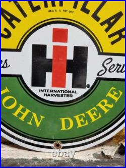 Vintage John Deere Porcelain Sign Caterpillar International Harvester Tractor
