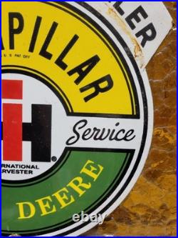 Vintage John Deere Porcelain Sign Caterpillar International Harvester Tractor