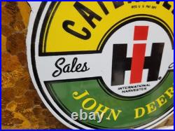 Vintage John Deere Porcelain Sign Caterpillar International Harvester Tractor Vintage John Deere Porcelain Sign Caterpillar International Harvester Tractor