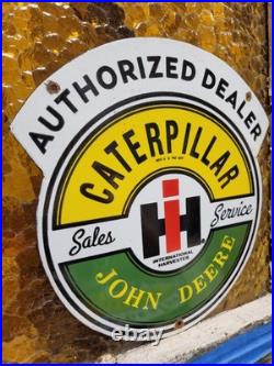 Vintage John Deere Porcelain Sign Caterpillar International Harvester Tractor Vintage John Deere Porcelain Sign Caterpillar International Harvester Tractor