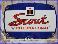 Vintage Scout Porcelain Sign Old International Harvester Tractor Farm Equipment Vintage Scout Porcelain Sign Old International Harvester Tractor Farm Equipment