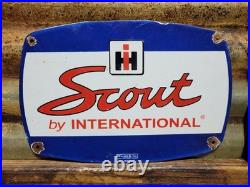 Vintage Scout Porcelain Sign Old International Harvester Tractor Farm Equipment