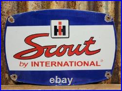 Vintage Scout Porcelain Sign Old International Harvester Tractor Farm Equipment Vintage Scout Porcelain Sign Old International Harvester Tractor Farm Equipment