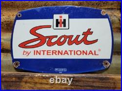 Vintage Scout Porcelain Sign Old International Harvester Tractor Farm Equipment