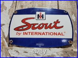 Vintage Scout Porcelain Sign Old International Harvester Tractor Farm Equipment Vintage Scout Porcelain Sign Old International Harvester Tractor Farm Equipment