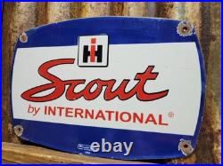 Vintage Scout Porcelain Sign Old International Harvester Tractor Farm Equipment Vintage Scout Porcelain Sign Old International Harvester Tractor Farm Equipment