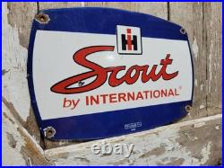 Vintage Scout Porcelain Sign Old International Harvester Tractor Farm Equipment Vintage Scout Porcelain Sign Old International Harvester Tractor Farm Equipment