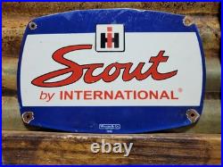 Vintage Scout Porcelain Sign Old International Harvester Tractor Farm Equipment