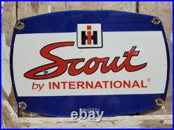 Vintage Scout Porcelain Sign Old International Harvester Tractor Farm Equipment Vintage Scout Porcelain Sign Old International Harvester Tractor Farm Equipment