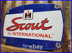 Vintage Scout Porcelain Sign Old International Harvester Tractor Farm Equipment Vintage Scout Porcelain Sign Old International Harvester Tractor Farm Equipment