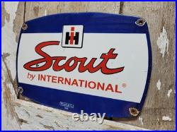 Vintage Scout Porcelain Sign Old International Harvester Tractor Farm Equipment Vintage Scout Porcelain Sign Old International Harvester Tractor Farm Equipment