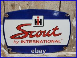 Vintage Scout Porcelain Sign Old International Harvester Tractor Farm Equipment Vintage Scout Porcelain Sign Old International Harvester Tractor Farm Equipment
