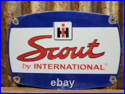Vintage Scout Porcelain Sign Old International Harvester Tractor Farm Equipment Vintage Scout Porcelain Sign Old International Harvester Tractor Farm Equipment