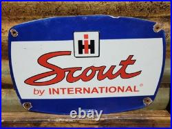 Vintage Scout Porcelain Sign Old International Harvester Tractor Farm Equipment