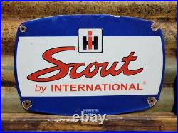 Vintage Scout Porcelain Sign Old International Harvester Tractor Farm Equipment