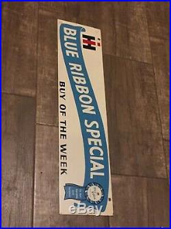 Vintage tin advertising Sign International Harvester tractor Blue Ribbon Special