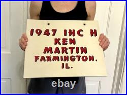 Vtg 1947 IH C Tractor International Harvester Farm Tractor Farmington IL Sign