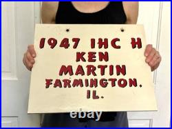 Vtg 1947 IH C Tractor International Harvester Farm Tractor Farmington IL Sign