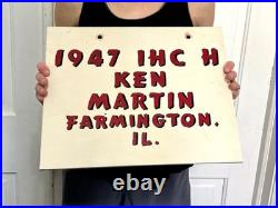 Vtg 1947 IH C Tractor International Harvester Farm Tractor Farmington IL Sign