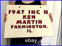 Vtg 1947 IH C Tractor International Harvester Farm Tractor Farmington IL Sign
