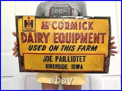 Vtg Original IH Dealer Sign Metal Dairy Feed Seed Tractor Gas Farm McCormick
